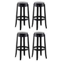 Conjunto com 4 Banquetasde Plástico Shine Preto