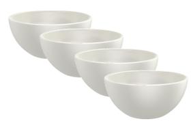 Conjunto Com 4 Bowls De Cerâmica Esmalte Branco Clean Yoi