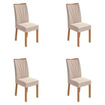 Conjunto com 4 Cadeiras Apogeu Linho Bege e Amêndoa Clean