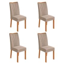 Conjunto com 4 Cadeiras Apogeu Linho Bege e Amêndoa Conjunto com 4 Cadeiras Apogeu Linho Bege e Amêndoa