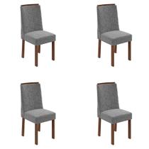 Conjunto com 4 Cadeiras Astrid Linho Cinza e Imbuia Clean - Mobly