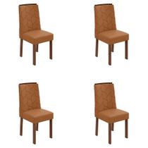 Conjunto com 4 Cadeiras Astrid Sintético Caramelo e Imbuia Clean