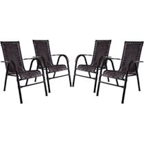 Conjunto Com 4 Cadeiras Bela Fibra Sintética Tabaco