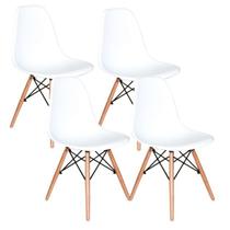 Conjunto com 4 Cadeiras Charles Eames Eiffel Moderna Estilo Design Pé Palito Confortavel Branca