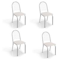 Conjunto com 4 Cadeiras de Cozinha Noruega Cromado e Branco Conjunto com 4 Cadeiras de Cozinha Noruega Cromado e Branco