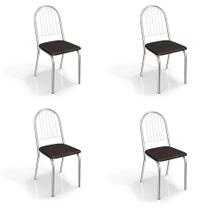 Conjunto com 4 Cadeiras de Cozinha Noruega Cromado e Preto Conjunto com 4 Cadeiras de Cozinha Noruega Cromado e Preto