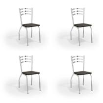 Conjunto com 4 Cadeiras de Cozinha Portugal Cromado e Preto