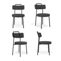 Conjunto com 4 Cadeiras de Escritório Ster Linho Grafite - Vallisa Decor Conjunto com 4 Cadeiras de Escritório Ster Linho Grafite - Vallisa Decor