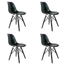 Conjunto com 4 Cadeiras de Jantar Charles Eames Preto