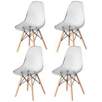 Conjunto com 4 Cadeiras de jantar Eames Chair em Acrílico na cor Cinza - BERING