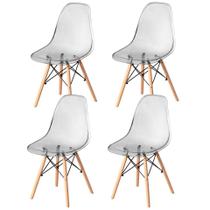 Conjunto com 4 Cadeiras de jantar Eames Chair em Acrílico na cor Cinza