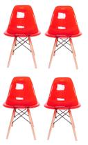 Conjunto com 4 Cadeiras de jantar Eames Chair em Acrílico na cor Vermelha