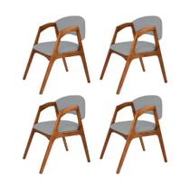 Conjunto com 4 Cadeiras de Jantar Estofada Gabriela Cerejeira Linho Cinza Conjunto com 4 Cadeiras de Jantar Estofada Gabriela Cerejeira Linho Cinza