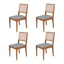 Conjunto com 4 Cadeiras de Jantar Estofada Suellen Cerejeira Linho Cinza Conjunto com 4 Cadeiras de Jantar Estofada Suellen Cerejeira Linho Cinza