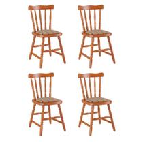 Conjunto com 4 Cadeiras de Jantar Madeira Maciça com Estofado Multimóveis CR50088