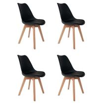Conjunto com 4 Cadeiras de Jantar Wood Mendoza Preto - Mobly