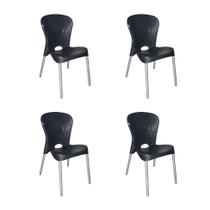 Conjunto com 4 Cadeiras de Plástico Montes Claros Preto