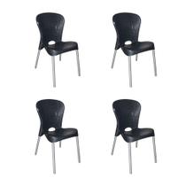 Conjunto com 4 Cadeiras de Plástico Montes Claros Preto