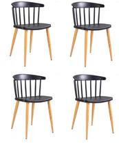 Conjunto com 4 Cadeiras decorativa Maisa na cor Preta