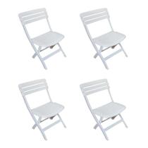 Conjunto com 4 Cadeiras Dobravél Ripada Diamantina Branco
