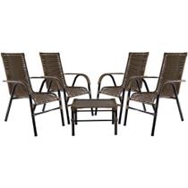 Conjunto Com 4 Cadeiras E Mesa De Centro Bela Cor Argila Conjunto Com 4 Cadeiras E Mesa De Centro Bela Cor Argila