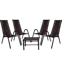 Conjunto Com 4 Cadeiras E Mesa De Centro Canadá Cor Tabaco