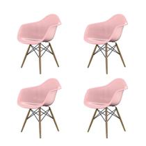 Conjunto com 4 Cadeiras Eames Arm DSW Rosa e Madeira