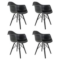 Conjunto Com 4 Cadeiras Eames Com Braço Preta Empório Tiffany Base Em Polipropileno