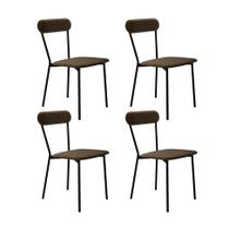 Conjunto com 4 Cadeiras Emília Veludo Marrom e Preto Conjunto com 4 Cadeiras Emília Veludo Marrom e Preto
