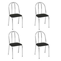 Conjunto com 4 Cadeiras Estér Cromado e Preto - Criativa Móveis