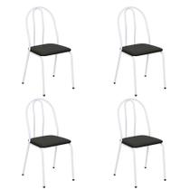 Conjunto com 4 Cadeiras Estér Preto e Branco