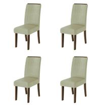 Conjunto Com 4 Cadeiras Estofada Sala de Jantar Grécia Cedro / Bege Dobuê