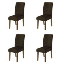 Conjunto Com 4 Cadeiras Estofada Sala De Jantar Grécia Cedro/Marrom Dobuê Cedro
