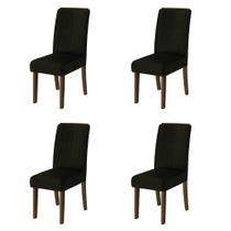 Conjunto Com 4 Cadeiras Estofada Sala de Jantar Grécia Cedro / Marrom Dobuê