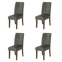 Conjunto Com 4 Cadeiras Estofada Sala de Jantar Grécia Cedro / Mascavo Dobuê
