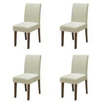 Conjunto Com 4 Cadeiras Estofada Sala de Jantar Trieste Siena Cedro / Areia Dobuê