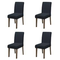 Conjunto Com 4 Cadeiras Estofada Sala De Jantar Trieste Siena Cedro / Chumbo Dobuê Cedro