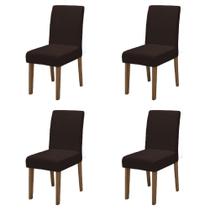Conjunto Com 4 Cadeiras Estofada Sala De Jantar Trieste Siena Cedro / Marrom Dobuê Cedro