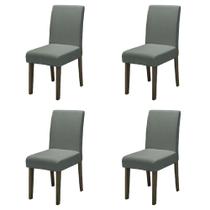 Conjunto Com 4 Cadeiras Estofada Sala de Jantar Trieste Siena Cedro / Mascavo Dobuê