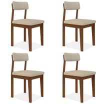 Conjunto Com 4 Cadeiras Estofadas Utah Freijó/s.bege - M.a Conjunto Com 4 Cadeiras Estofadas Utah Freijó/s.bege - M.a