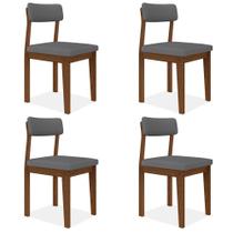 Conjunto Com 4 Cadeiras Estofadas Utah Freijó/s.cinza - M.a Conjunto Com 4 Cadeiras Estofadas Utah Freijó/s.cinza - M.a