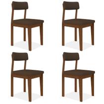 Conjunto Com 4 Cadeiras Estofadas Utah Freijó/s.marrom - M.a Conjunto Com 4 Cadeiras Estofadas Utah Freijó/s.marrom - M.a