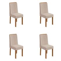 Conjunto com 4 Cadeiras Exclusive Linho Bege e Amêndoa Clean