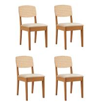 Conjunto Com 4 Cadeiras Mdf Copper Premium Sala De Jantar Veludo Creme/naturale