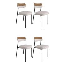 Conjunto com 4 Cadeiras Mona Linho Bege e Preto - Mobly