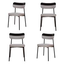 Conjunto com 4 Cadeiras Mona Polipropileno Preto e Cinza Claro