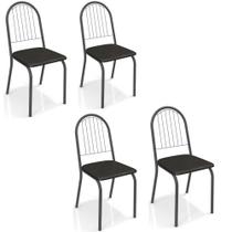 Conjunto com 4 Cadeiras Noruega Preto de Metal Kappesberg