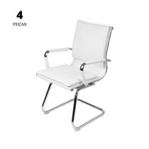 Conjunto com 4 Cadeiras Office Soft Baixa Branca com Base Fixa
