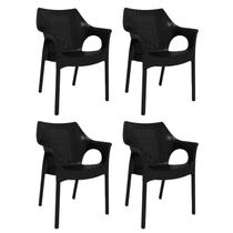 Conjunto com 4 Cadeiras para Jardim Relic Preto - Im In Home