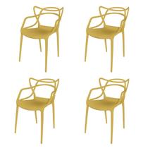 Conjunto com 4 Cadeiras para Sala de Estar Berrini Amarelo Lumi